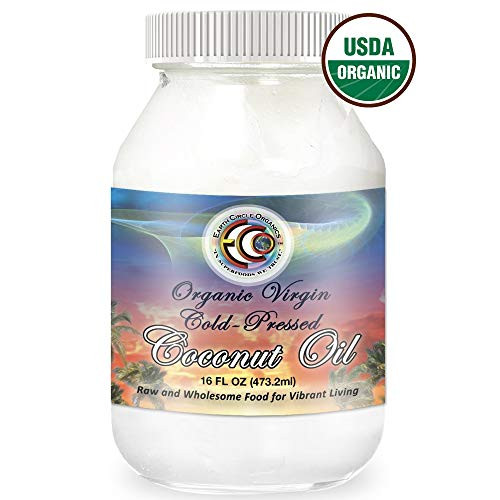 Earth Circle Organics Extra Virgin Coconut Oil, Cold Pressed for Baking, Cooking Smoothies, Skin Care, Gluten-Free and Vegan 16oz
