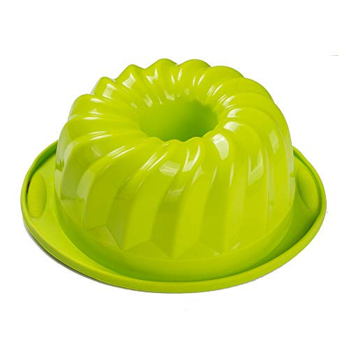 Webake Silicone Fluted Bundt Cake Baking Pan Nonstick Cake Mold Bakeware FDA-Approved (Green)
