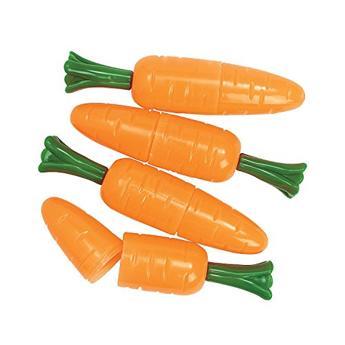 Fun Express - Plastic Carrot Candy Containers for Easter - Party Supplies - Containers & Boxes - Plastic Containers - Easter - 12 Pieces
