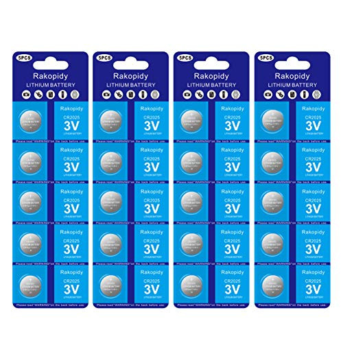 Rakopidy CR2025 Battery 3 Volt Lithium Coin Cell 2025 Batteries - 20 Count