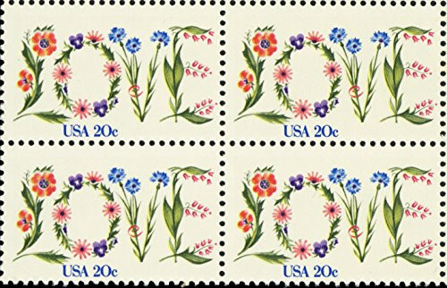 PSA USPS Flower Love Issue Block of 4 x 20 Cent US Postage Stamps Scott 1951 PSA USPS Flower Love Issue Block of 4 x 20 Cent US Postage Stamps Scott 1951