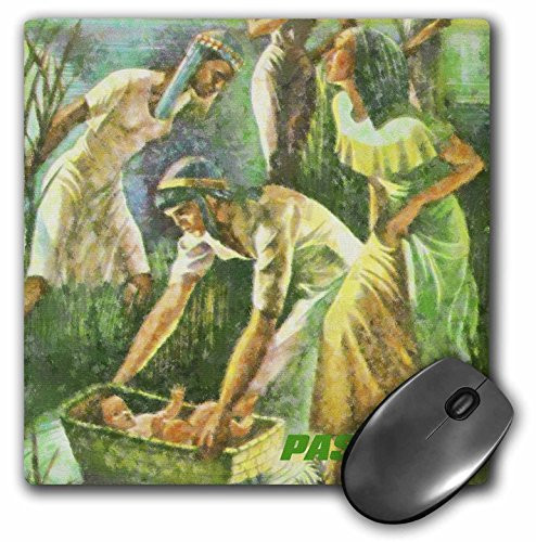 3dRose LLC 8 x 8 x 0.25 Inches Mouse Pad- Moses in Basket Passover Scene -mp_37410_1-