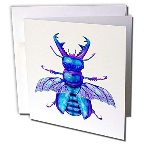 3dRose A Blue Stag Beetle with Wings Out Greeting Card -gc_239840_1-