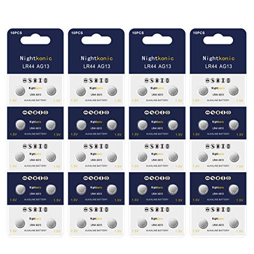Nightkonic 40 Pack - LR44 AG13 357 SR44 A76 303 Battery 1.5V Button Coin Cell Batteries Nightkonic 40 Pack - LR44 AG13 357 SR44 A76 303 Battery 1.5V Button Coin Cell Batteries