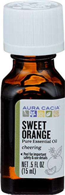 Aura Cacia Essential Oils - Sweet Orange - 0.5 oz -15 ml- Aura Cacia Essential Oils - Sweet Orange - 0.5 oz -15 ml-