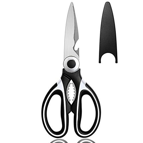 Kitchen Shears- All Purpose Stainless Steel Shears and Heavy Duty Scissors- Black