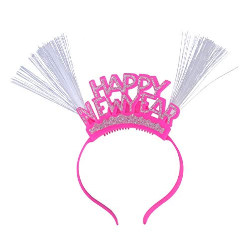 BESTOYARD LED Light up 2021 Happy New Year Headbands Tiara with Optical Fiber 2021 New Year Eve Party Favors Gifts -Random Color-