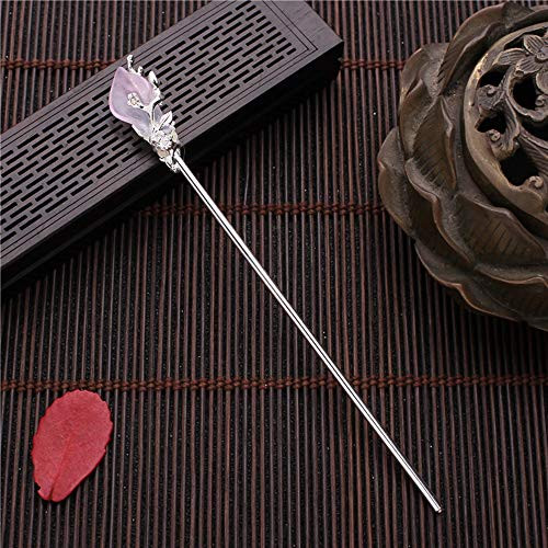 Panin Chinese Classical Glaze Hair Stick Hanfu Traditional Style Hair Forks Hair Chopsticks Hair Making Accessories for Women-Silver and Light Purple-