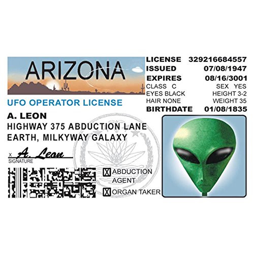 Signs 4 Fun Niida AZ Alien's Driver's License