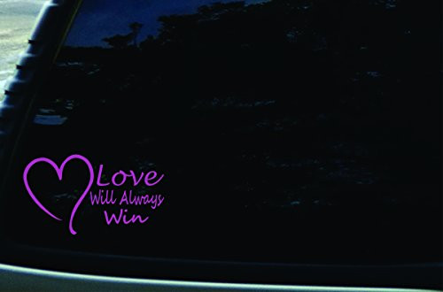 Stonehouse Decals 6inch X 3.5inch Love Will Always Win Heart Purple Vinyl DIE Cut Decal for Your car- Truck- Window- Laptop- MacBook