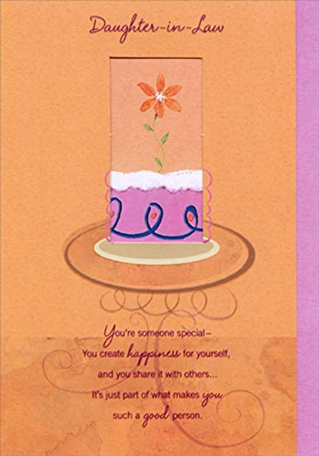 Designer Greetings Single Orange Flower Inside Die Cut Window- Create Happiness Birthday Card for Daughter-in-Law Designer Greetings Single Orange Flower Inside Die Cut Window- Create Happiness Birthday Card for Daughter-in-Law
