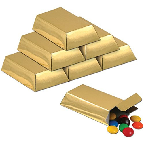 Foil Gold Bar Favor Boxes Party Accessory (1 Count) (12/pkg) Pkg/3