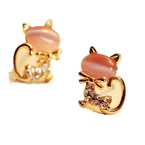 Amiley Earrings for Women Cheap-Cute Cat Stone Crystal Rhinestone Women Stud Earrings -Pink- Amiley Earrings for Women Cheap-Cute Cat Stone Crystal Rhinestone Women Stud Earrings -Pink-