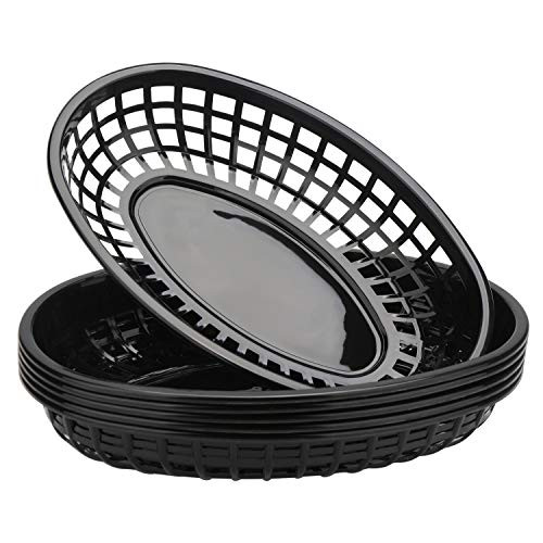 Bread Baskets- Eusoar 6Pcs 9.4inch x 5.9inch Fast Food Serving Baskets- Fry Tray Baskets- Serving Tray for Fast Food Restaurant Supplies- Deli Serving- Chicken- Burgers- Sandwiches  and  Fries
