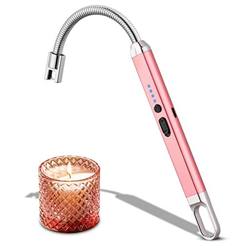 MEIRUBY Lighter Electric Lighter Candle Lighter Rechargeable USB Lighter Arc Lighters for Candle Camping BBQ Rose Gold