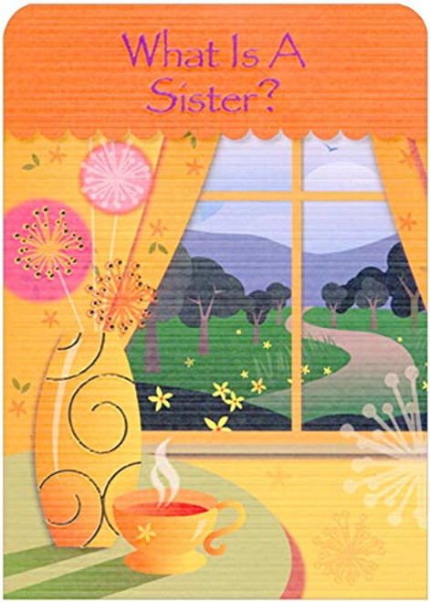 Designer Greetings What is a Sister - Window with Orange Curtains Die Cut Z-Fold Birthday Card for Sister Designer Greetings What is a Sister - Window with Orange Curtains Die Cut Z-Fold Birthday Card for Sister