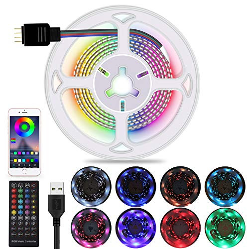 LED TV Backlight- 6.56ft USB LED Light Strip with Bluetooth APP Control- Sync to Music- RGB 5050 LEDs Color Changing LED Lights for Monitor LED TV Backlight- 6.56ft USB LED Light Strip with Bluetooth APP Control- Sync to Music- RGB 5050 LEDs Color Changing LED Lights for Monitor