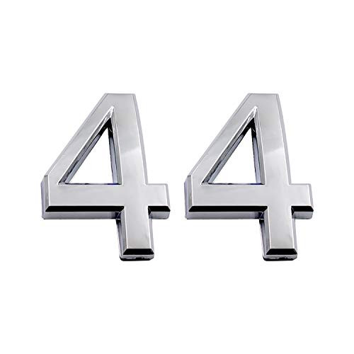 2.75 Inch Adhesive House Numbers- Mailbox Numbers- Street Door Numbers- Self-Stick Address Signs for Apartments- Double Silver Number 4