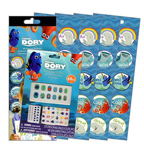 Finding Dory Decorative Nail Sticker Play Set Bundled with Disney Finding Dory Reward Stickers