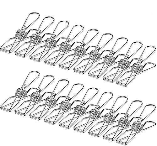 Mdeper Clothes Pegs Stainless Steel Durable Clothes Pins Multi-Purpose Metal Wire Utility Clips for Laundry Home Kitchen Outdoor Travel Office -40 Pack-