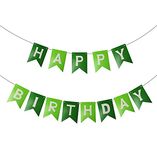 Happy Birthday Green Banner Decoration Birthday Party Supplies Letters Birthday Decoration