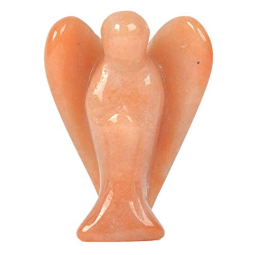 Justinstones Carved Orange Aventurine Gemstone Peace Angel Pocket Guardian AngelHealing Statue 1.5 inch