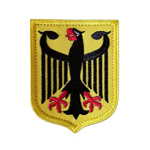 Germany Flag Embroidered Patch German Coat of Arms Patches Germany Eagle Shield Applique Sew On Deutsch National Emblem Military Tactical Morale Badge Hook  and  Loop -Orange-