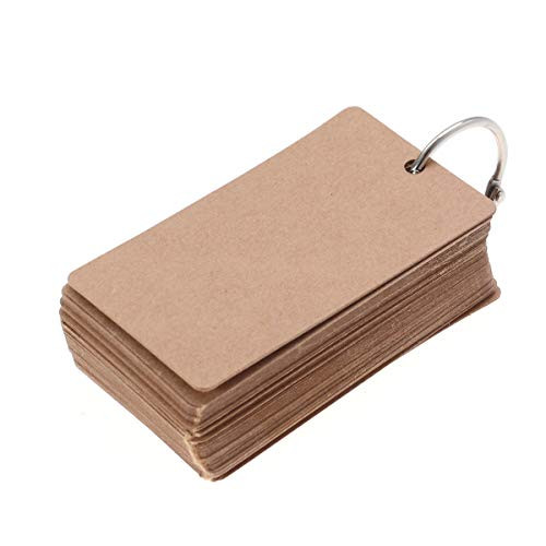 50pc Binder Ring Easy Flip Flash Card Kraft Paper Study Cards Bookmark DIY Greeting Card Index Card -Kraft-