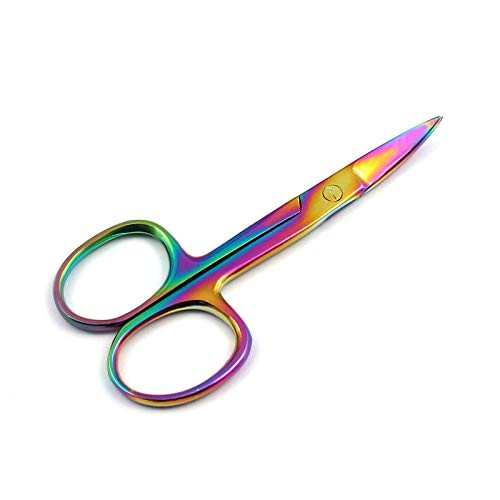 PRECISE CANADA- Multi Titanium Color Rainbow Cuticle Nail Scissor Curved 3.5inch