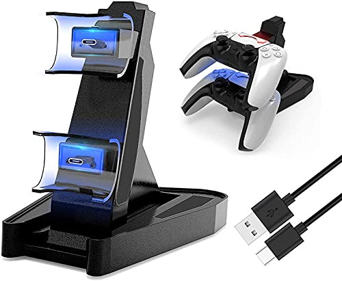 PS5 Controller Charger- Chargeing Station Compatible for Playstation 5 Dualsense Wireless Controllers Dual Charging Stand for PS5 Controller USB Type-c Fast Charging Dock with LED Indicators -Renewed-