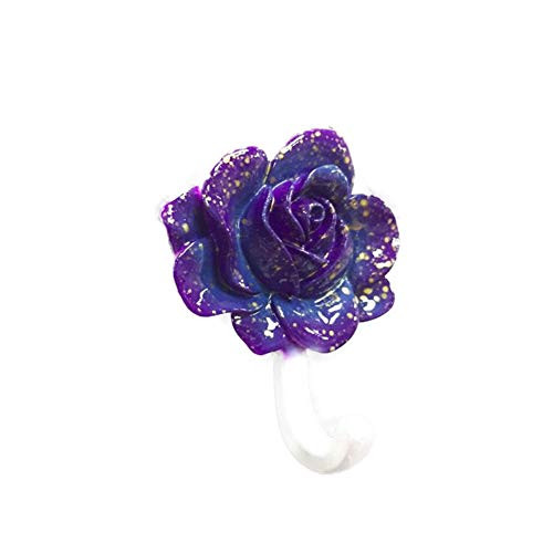 Seamless Adhesive Hook Waterproof Flower Strong Sticking Wall Hanger Kitchen Bathroom Self Stick Hooks -Purple- 1Pcs-
