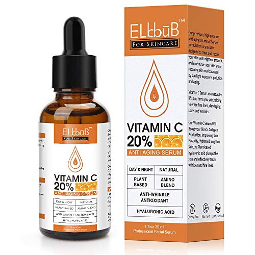 Premium 20 percent Vitamin C Serum For Face with Hyaluronic Acid- Retinol  and  Amino Acids - Boost Skin Collagen- Brighten Hydrate  and  Plump Skin- Anti Aging  and  Wrinkle Facial Serum