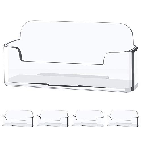 ZIPCCI 4 Pack Business Card Holder for Desk - Office Clear Business Card Holder Stand-Display Plastic Business Card Stand Acrylic Business Card Holder-Fits 30-50 Business Cards