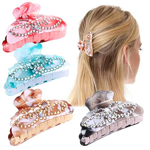 Tortoise Hair Claw Clips Acetate Hair Claw Banana Clips Celluloid Leopard Print French Design Barrettes for Thick Hair Women Girls 4PCS Tortoise Hair Claw Clips Acetate Hair Claw Banana Clips Celluloid Leopard Print French Design Barrettes for Thick Hair Women Girls 4PCS