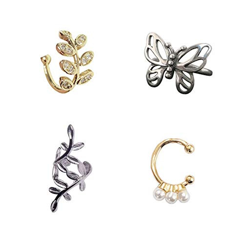 4 Pcs Non Pierced Ears Ear Cuffs Simple No Piercing Helix Fake Cartilage Cuff Earrings Cartilage Hoop Clip On Hypoallergenic Huggie Earrings Adjustable Silver Gold Tone Piercing Clip Jewelry Gifts-A 4 Pcs Non Pierced Ears Ear Cuffs Simple No Piercing Helix Fake Cartilage Cuff Earrings Cartilage Hoop Clip On Hypoallergenic Huggie Earrings Adjustable Silver Gold Tone Piercing Clip Jewelry Gifts-A