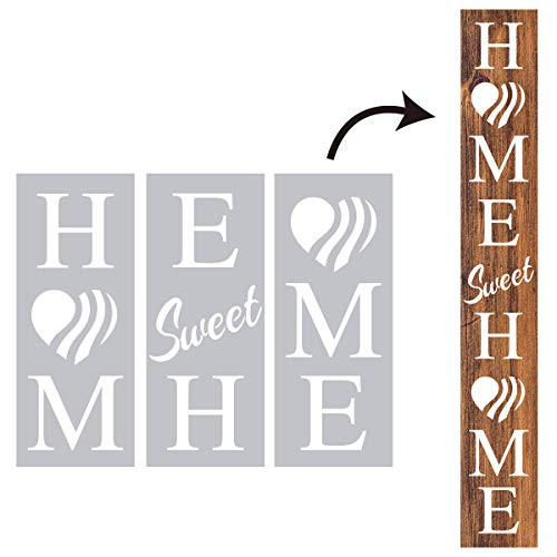 CZONG Home Sweet Home Sign Stencil 3 PCS Large Vertical Stencils for Porch Sign Farmhouse Stencils for Holiday Decorating Chalk Couture for Home Decor  and  DIY