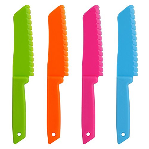 ONUPGO Kid Plastic Kitchen Knife Set- 4-Piece Plastic Knife Set - Chef Nylon Knife/Children's Cooking Baking Knives for Fruit- Bread- Cake- Lettuce Knife- Salad Knife and Safe Kitchen Knife ONUPGO Kid Plastic Kitchen Knife Set- 4-Piece Plastic Knife Set - Chef Nylon Knife/Children's Cooking Baking Knives for Fruit- Bread- Cake- Lettuce Knife- Salad Knife and Safe Kitchen Knife