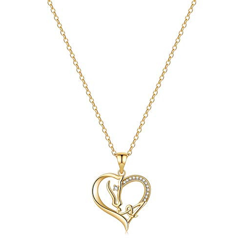 Hidepoo Horse Gifts for Girls Horse Necklace- 14K Gold Plated Letter A Heart Pendant Horse Necklace Cubic Zirconia Horse Necklace Dainty Horse Jewelry Horse Gifts for Girls Women Hidepoo Horse Gifts for Girls Horse Necklace- 14K Gold Plated Letter A Heart Pendant Horse Necklace Cubic Zirconia Horse Necklace Dainty Horse Jewelry Horse Gifts for Girls Women