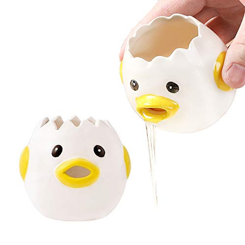 Aidragon Egg Separator Egg Yolk White Separator- Ceramic Creative Cute Cartoon Style Egg Filter Splitter Opeaner Automatic Separation Kitchen Cooking Tool-yellow-
