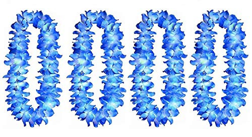 Yansanido 4pcs Hawaiian Leis Hula Hawaiian Thickened Dance Garland Artificial Flowers Neck Loop Flower Leis for Party Favor -4pcs Blue-