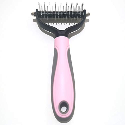 CUMUO Dog Comb Pet Grooming Brush - Double Sided Shedding and Dematting Undercoat Rake Comb for Dogs and Cats?Dog Combs for Grooming?Dog Comb for matted Hair -Pink- CUMUO Dog Comb Pet Grooming Brush - Double Sided Shedding and Dematting Undercoat Rake Comb for Dogs and Cats?Dog Combs for Grooming?Dog Comb for matted Hair -Pink-
