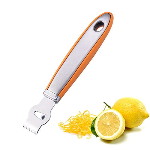 Lemon Zester Tool for Kitchen - Citrus Zester Tool with Channel Knife-Orange Zester Grater with Handle-Citrus Peeler for Cocktails