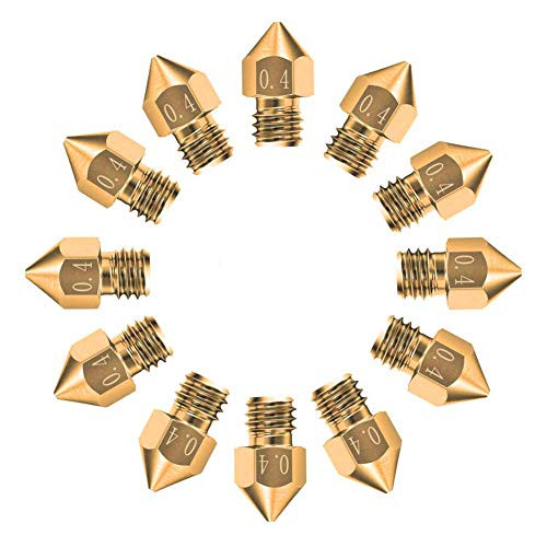 FAC 12pcs 3D Printer Nozzles 0.4mm MK8 Extruder Nozzle 3D Printer Extruder Brass Nozzle for 1.75mm M6 Thread 3D Printer