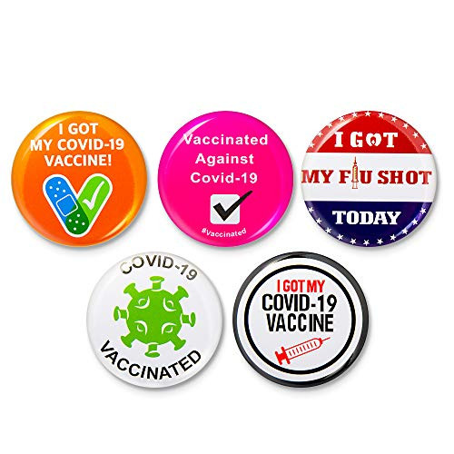 Vaccine Button Pins - I Got My Covid-19 Vaccine Vaccinated Against Covid 19 Recipient Notification CDC Encouraged Public Health and Clinical Pinback Button Badges Vaccinated for Virus Pin 5 Styles Vaccine Button Pins - I Got My Covid-19 Vaccine Vaccinated Against Covid 19 Recipient Notification CDC Encouraged Public Health and Clinical Pinback Button Badges Vaccinated for Virus Pin 5 Styles