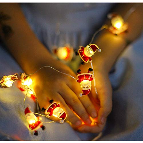 20LED Christmas String Lights- Santa Claus Snowflake Tree LED String Lights Battery Operated Decorative Lights for Christmas Indoor and Outdoor- Party- Yard Decor Ornament -Santa Claus-
