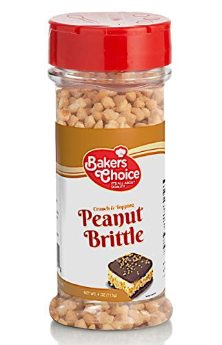 Bakers Choice Peanut Brittle Crunch - Nut Dessert Ice Cream Topping - For Ice Cream- Sundaes- Cupcakes- or Milkshakes - Dairy Free- Kosher - 4 oz.