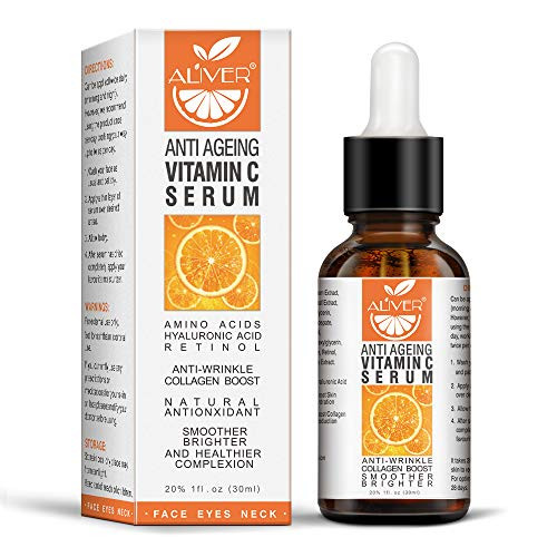 Vitamin C Serum for Face with Hyaluronic Acid- Day and Night Vitamin C Serum for Body Organic- Boost Skin Collagen- Brighten Hydrate  and  Plump Skin- Anti Aging  and  Wrinkle Facial Serum