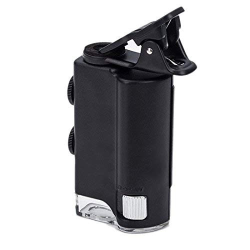 Universal Clip LED Zoom 60X-100X Pocket Microscope Magnifier for Cellphone UV Currency Detectting Biology Jewelry Appraisal Microscope
