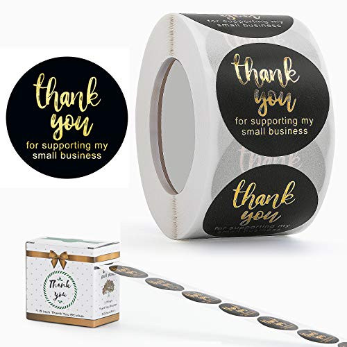 1.5inch Thank You Stickers- Thank You for Supporting My Small Business Stickers- Round Labels for Golden Font-Decorative Sealing Labels-500 Labels Per Roll
