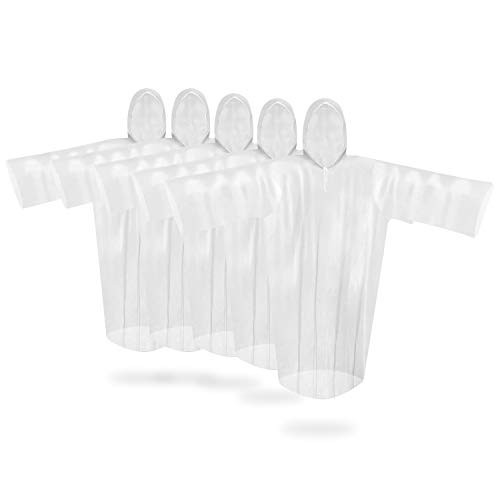 5 Pack Disposable Rain Ponchos For Adults- Transparent Waterproof Rain Ponchos With Hood -Emergency Rain Gear for Camping-Hiking-Walking-Hiking-Watching Games-Visiting Theme Park